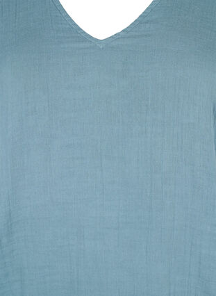 Bluse aus Baumwolle mit Stickerei und kurzen Ärmeln, Smoke Blue, Packshot image number 2