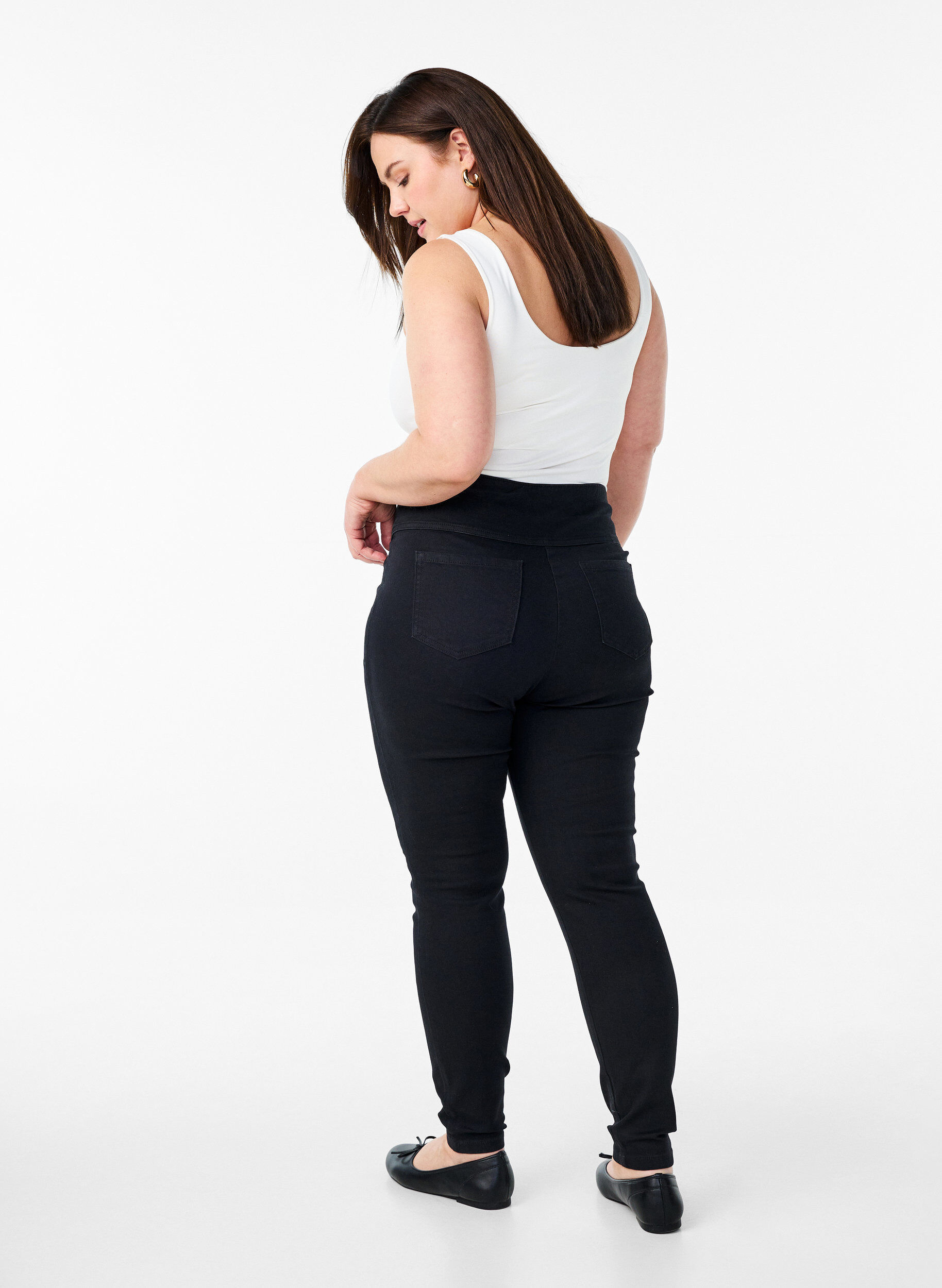 ZizziElastische Jeggings mit hoher Taille, Schwarz, Model image number 1