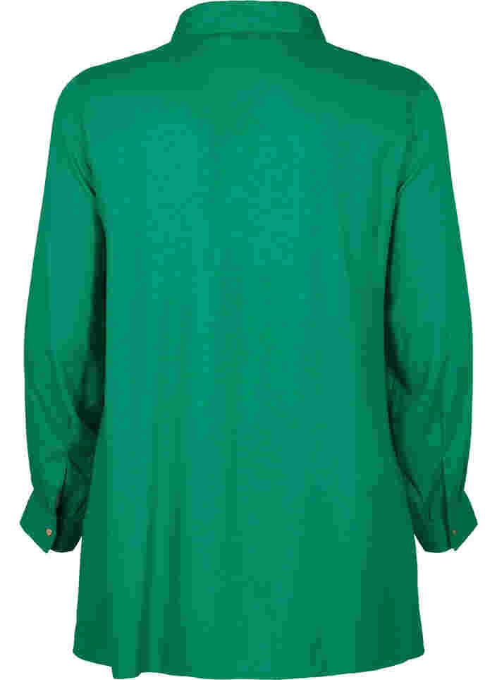 Langärmelige Viskosebluse mit Hemdkragen, Jolly Green, Packshot image number 1