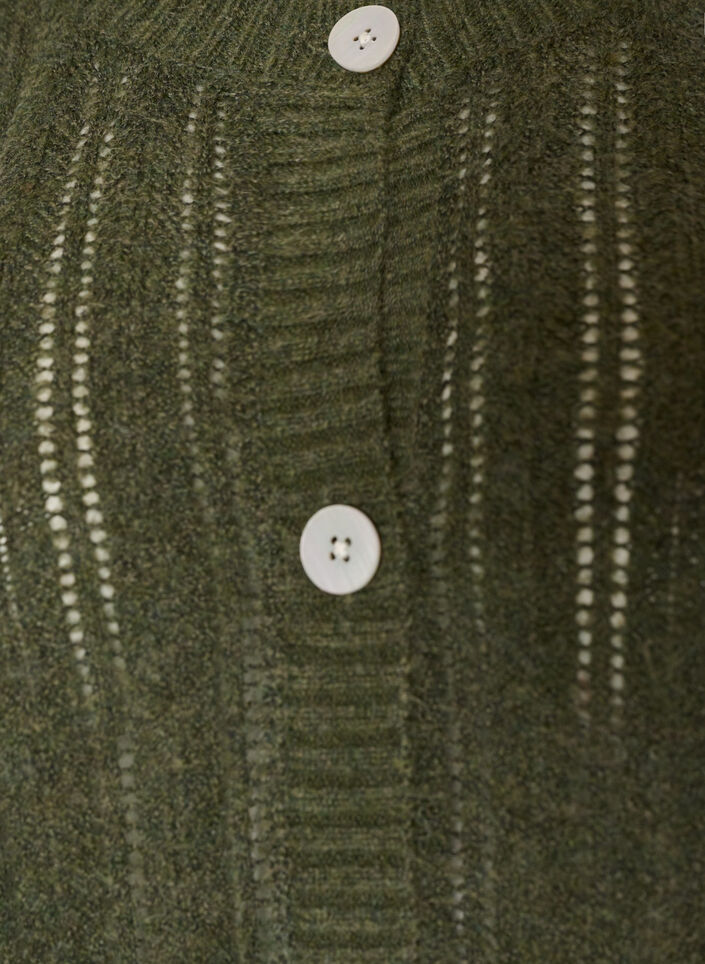 Strickjacke mit Lochmuster, Gr&uuml;n, Packshot image number 2