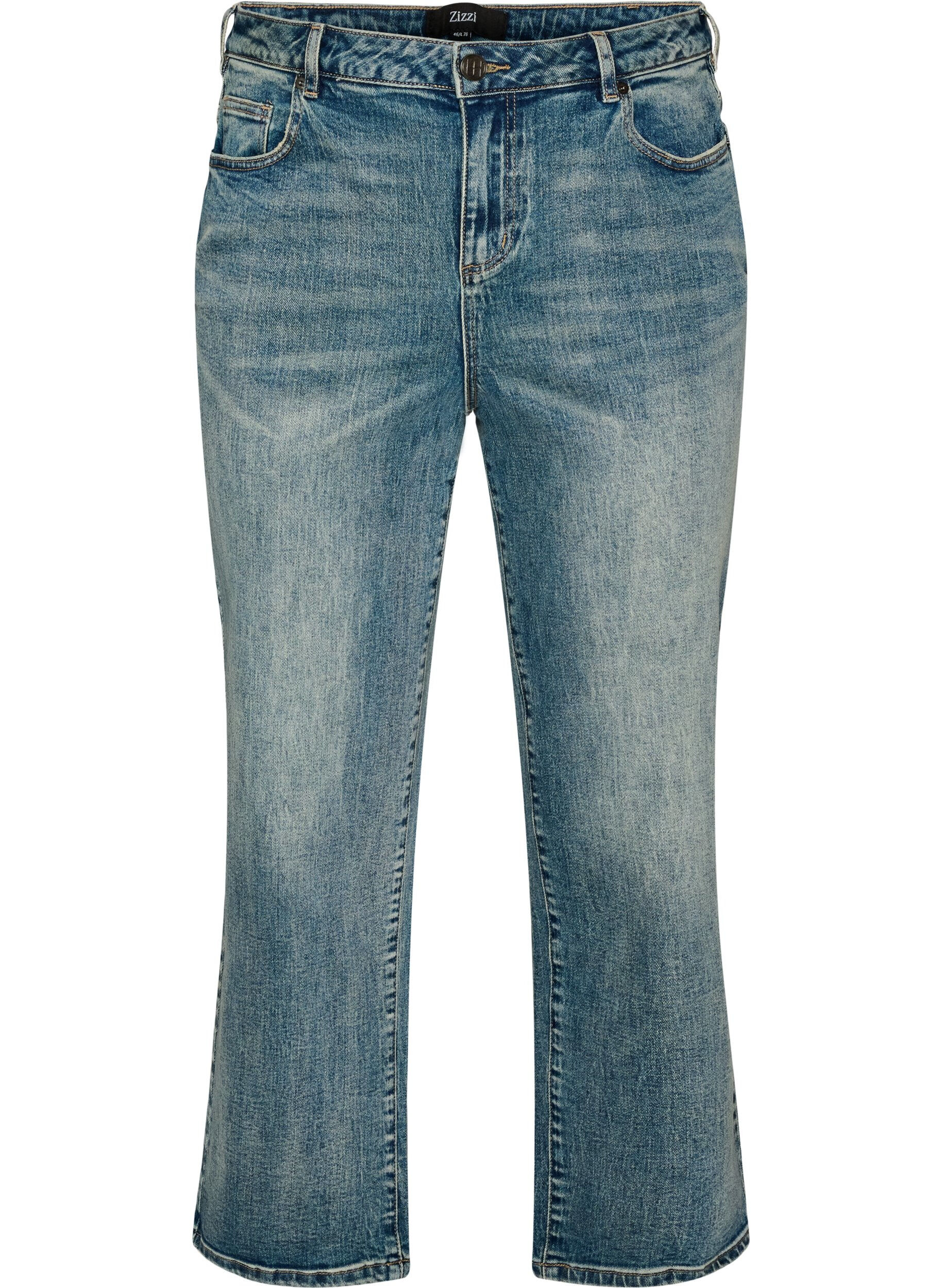 ZizziKiana Straight Fit Jeans mit leicht abgenutzter Optik, Blau, Packshot image number 0