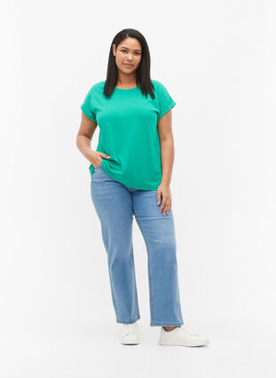Kurzärmeliges T-Shirt aus einer Baumwollmischung, Emerald Green, Model image number 2
