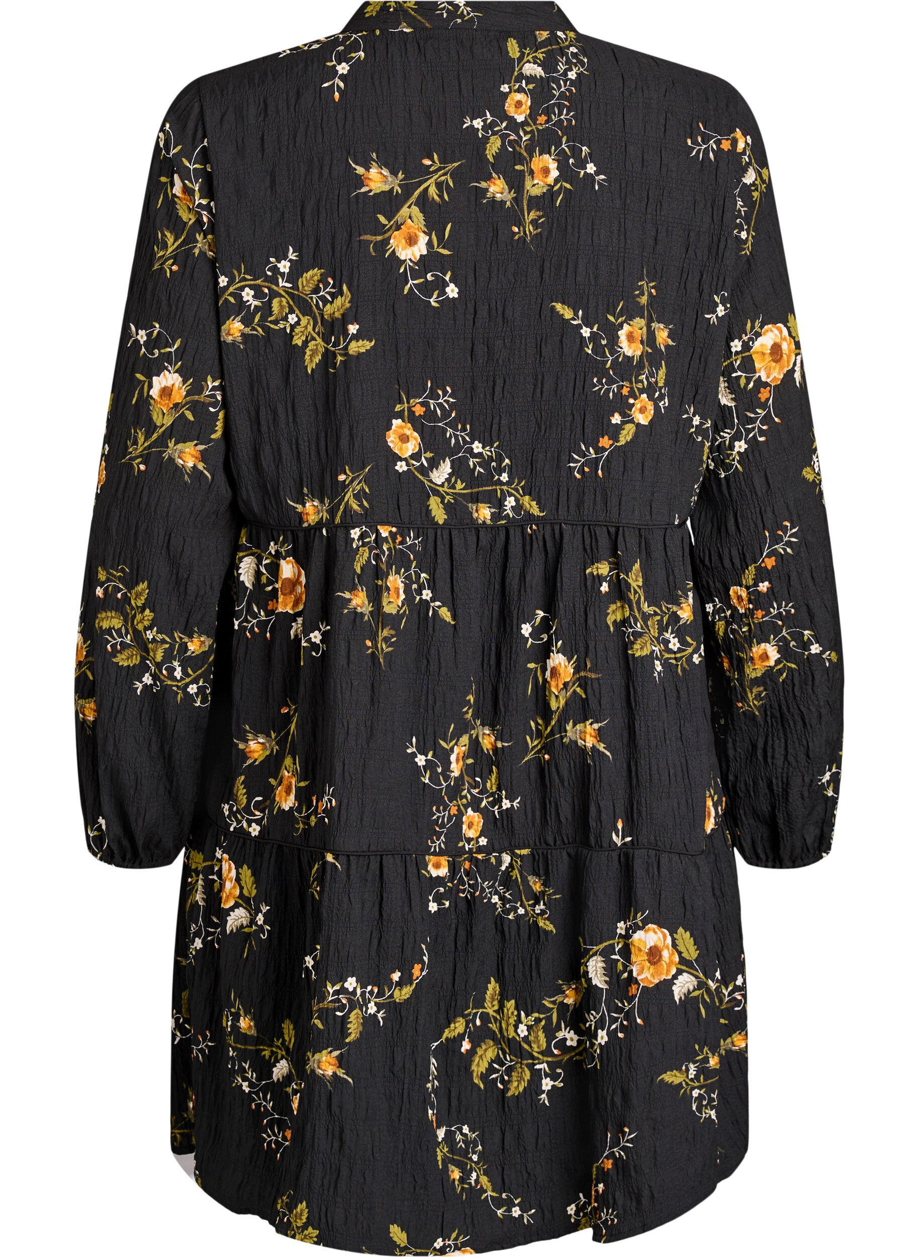 ZizziGebl&uuml;mtes Kleid mit Bindeverschluss, Schwarz, Packshot image number 1