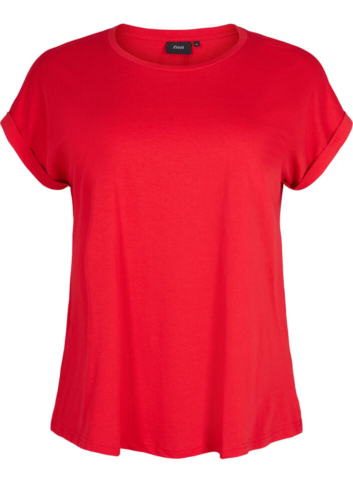 Kurzärmeliges T-Shirt aus einer Baumwollmischung, Tango Red, Packshot image number 0
