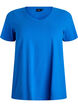 Einfarbiges Basic-T-Shirt aus Baumwolle, Blau, Packshot image number 0