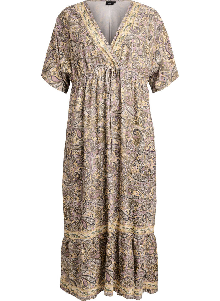 Maxikleid aus Viskose mit Paisleymuster, Gelb, Packshot image number 0