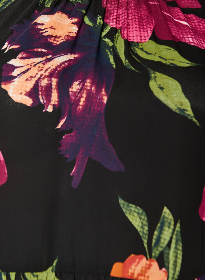 Bluse mit gebl&uuml;mtem Print und Peplum, Schwarz, Packshot image number 2