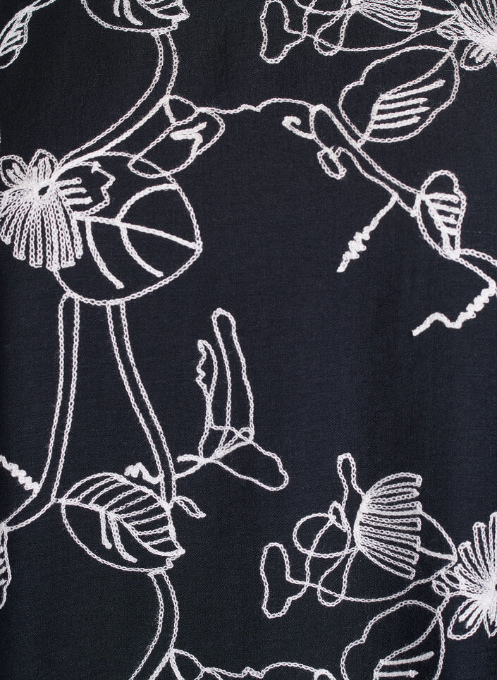 Kurzes A-Linienkleid mit Stickmuster, Schwarz, Packshot image number 2