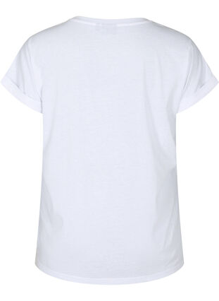 Kurzärmliges T-Shirt aus einer Baumwollmischung, Bright White, Packshot image number 1