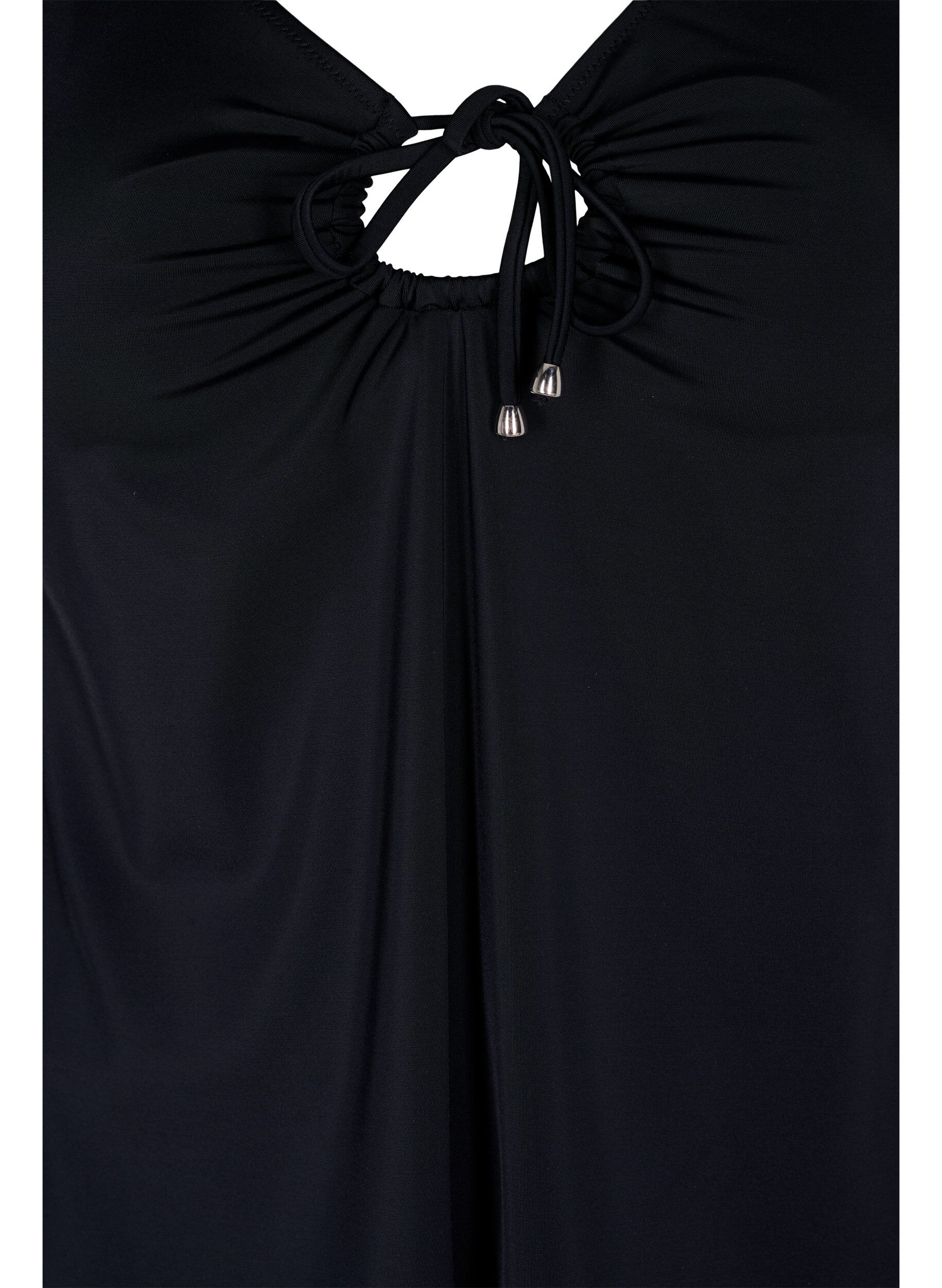 ZizziEinfarbiger Tankini mit Schn&uuml;ren Details, Black, Packshot image number 2