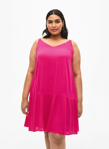 Sommerkleid aus Viskose mit Trägern, Raspberry Sorbet, Model image number 0