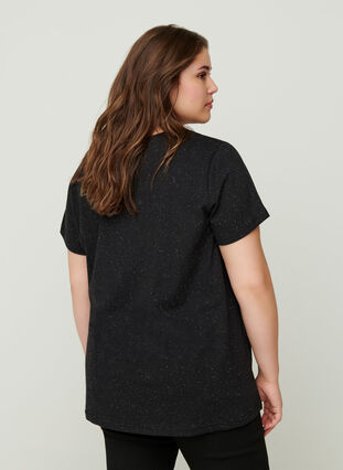 T-Shirt mit V-Ausschnitt, Black, Model image number 1