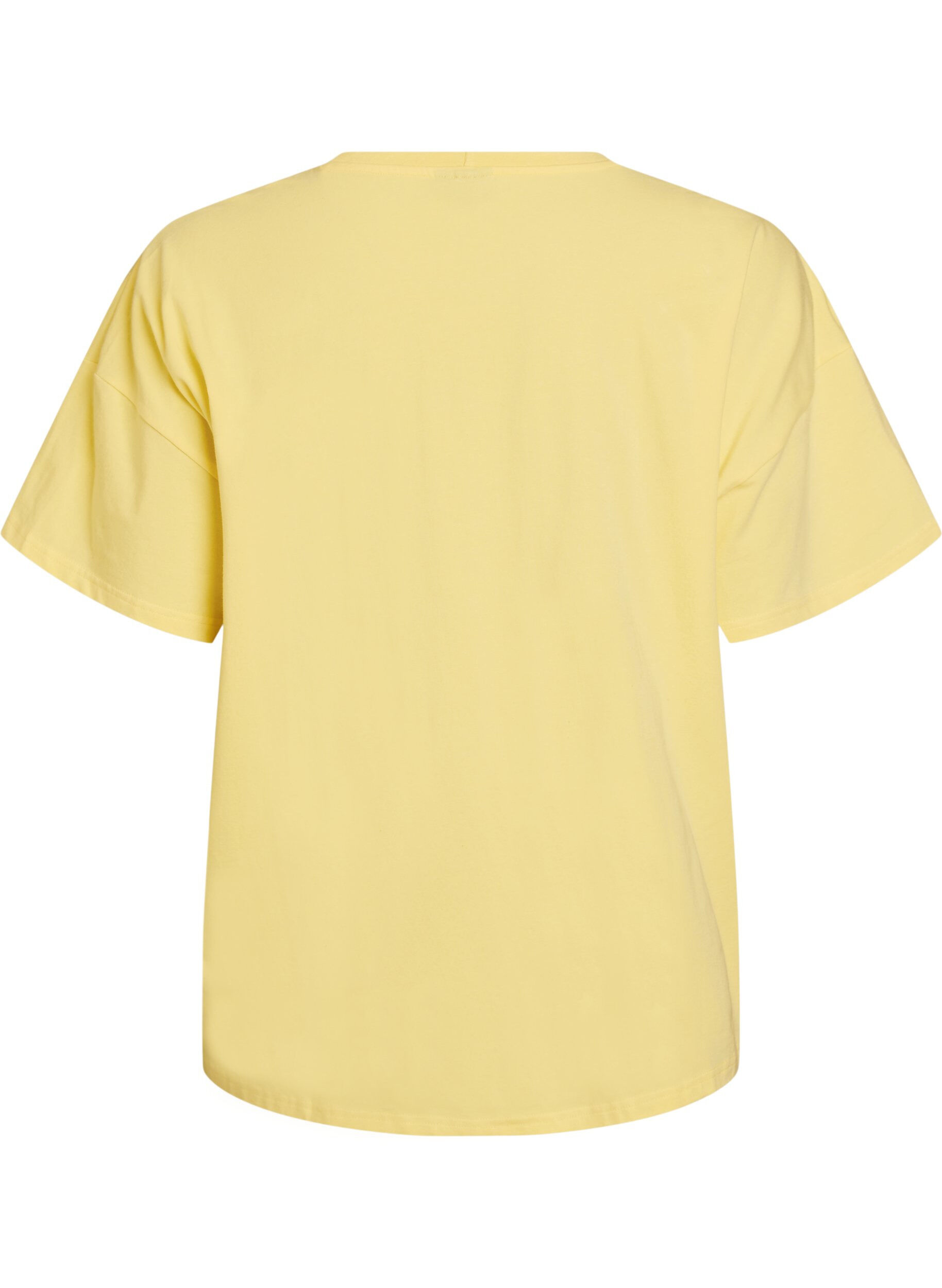 ZizziT-Shirt aus Bio-Baumwolle mit kleinem Frontmotiv, Gelb, Packshot image number 1