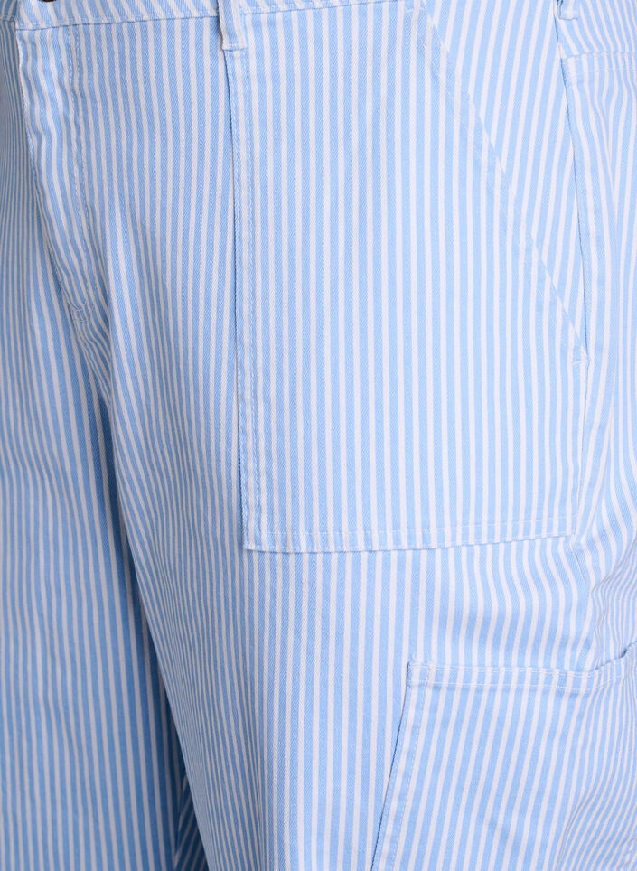 Hoch taillierte Cargojeans mit Streifenmuster, Blau, Packshot image number 2