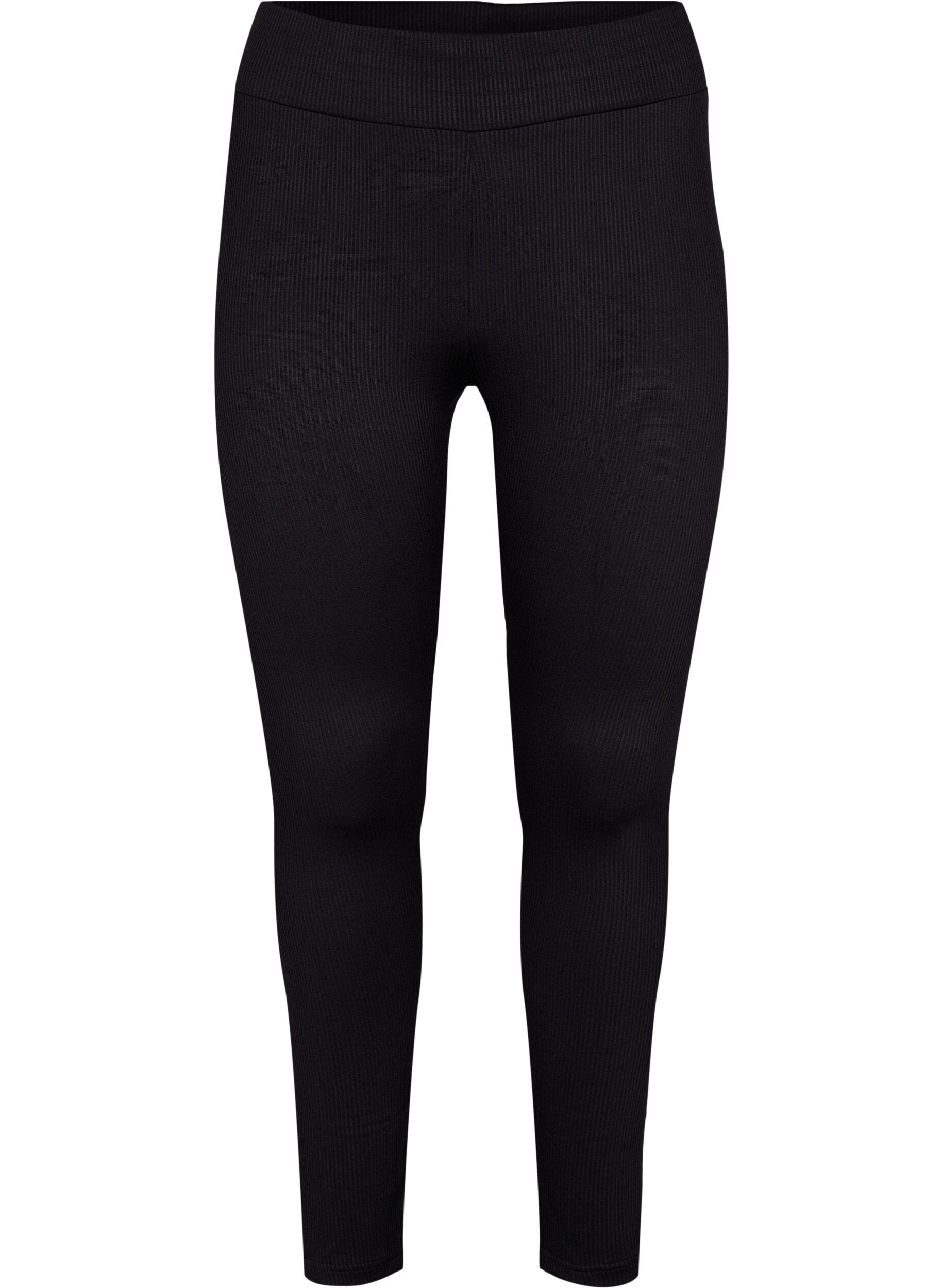 ZizziLeggings mit Stretch Rippstruktur, Black, Packshot image number 0