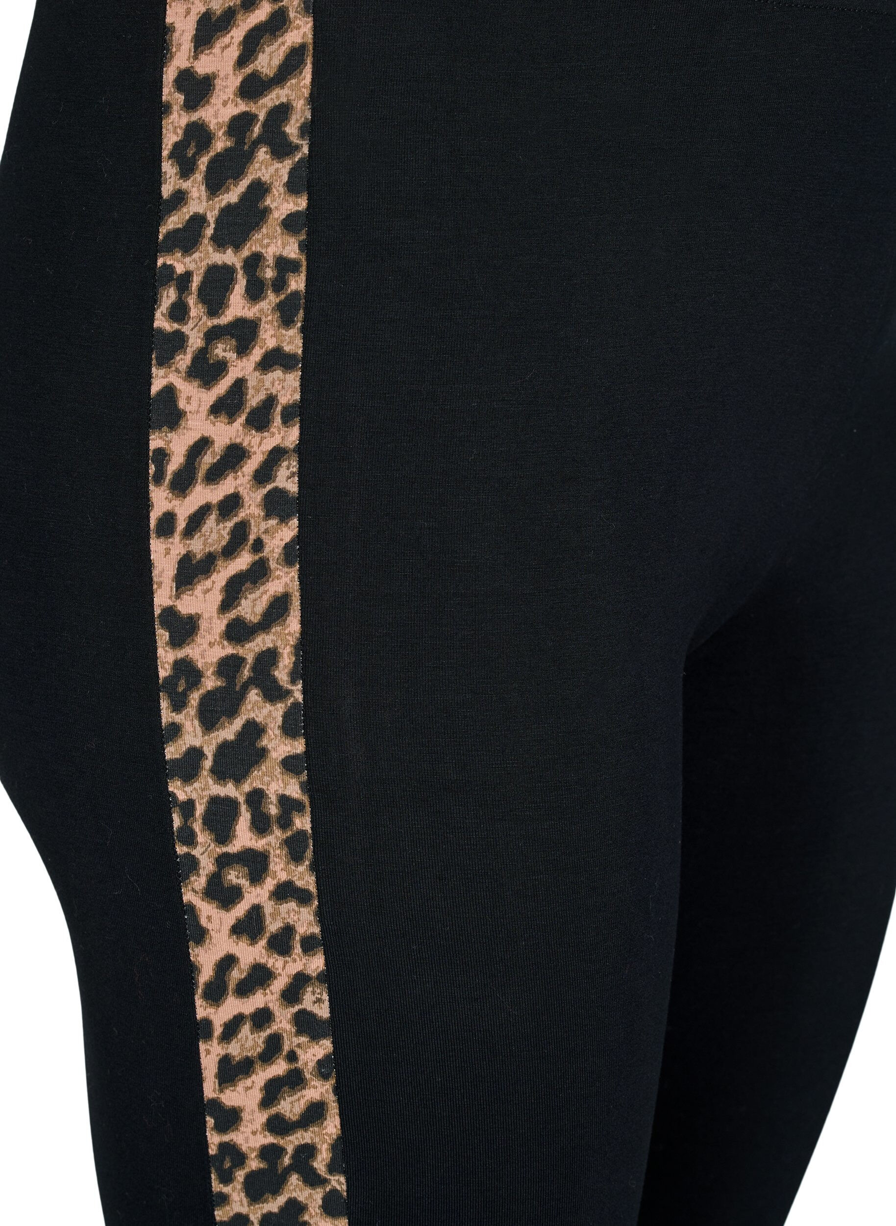 ZizziLeggings aus Viskose mit Leopardenstreifen, Black W. Leo, Packshot image number 2