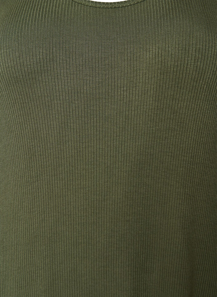 &Auml;rmelloses geripptes Kleid aus Viskose, Gr&uuml;n, Packshot image number 2
