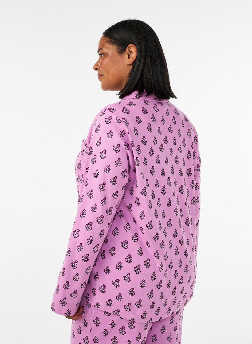 Baumwoll-Pyjamahemd mit Brusttasche, Rot, Model image number 2