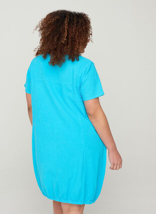 Kurzarm Kleid aus Baumwolle, River Blue, Model image number 1