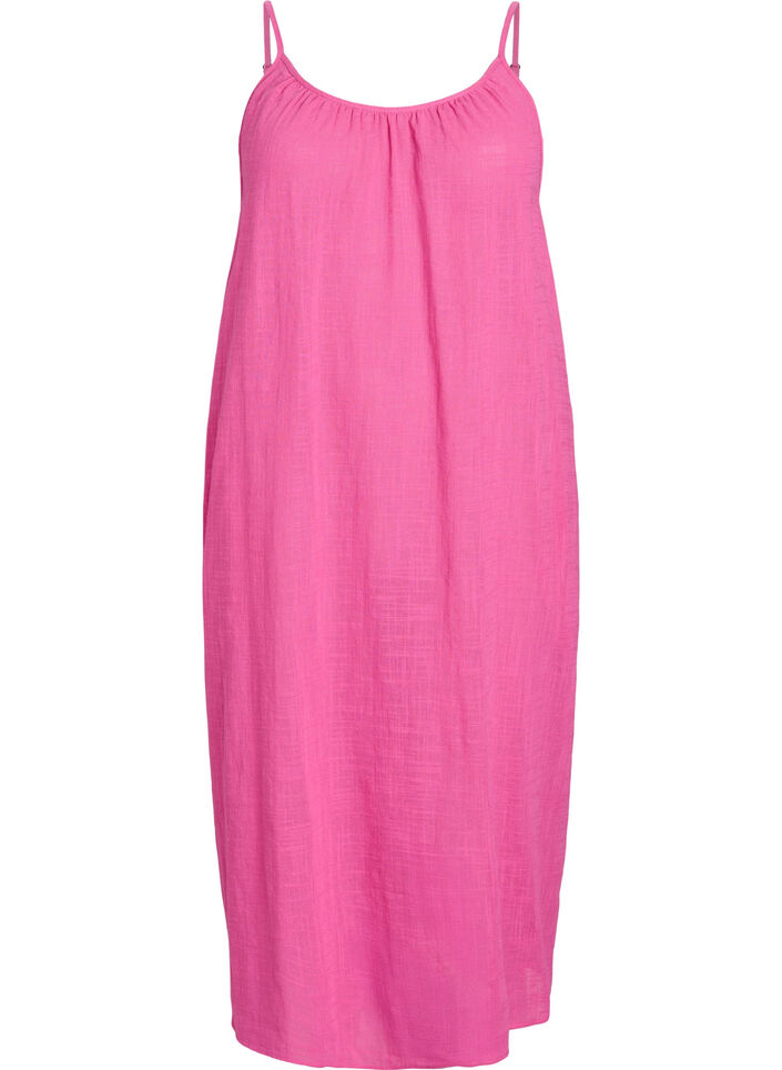 FLASH - Baumwollkleid mit Midi-Länge und Trägern, Pink, Packshot image number 0