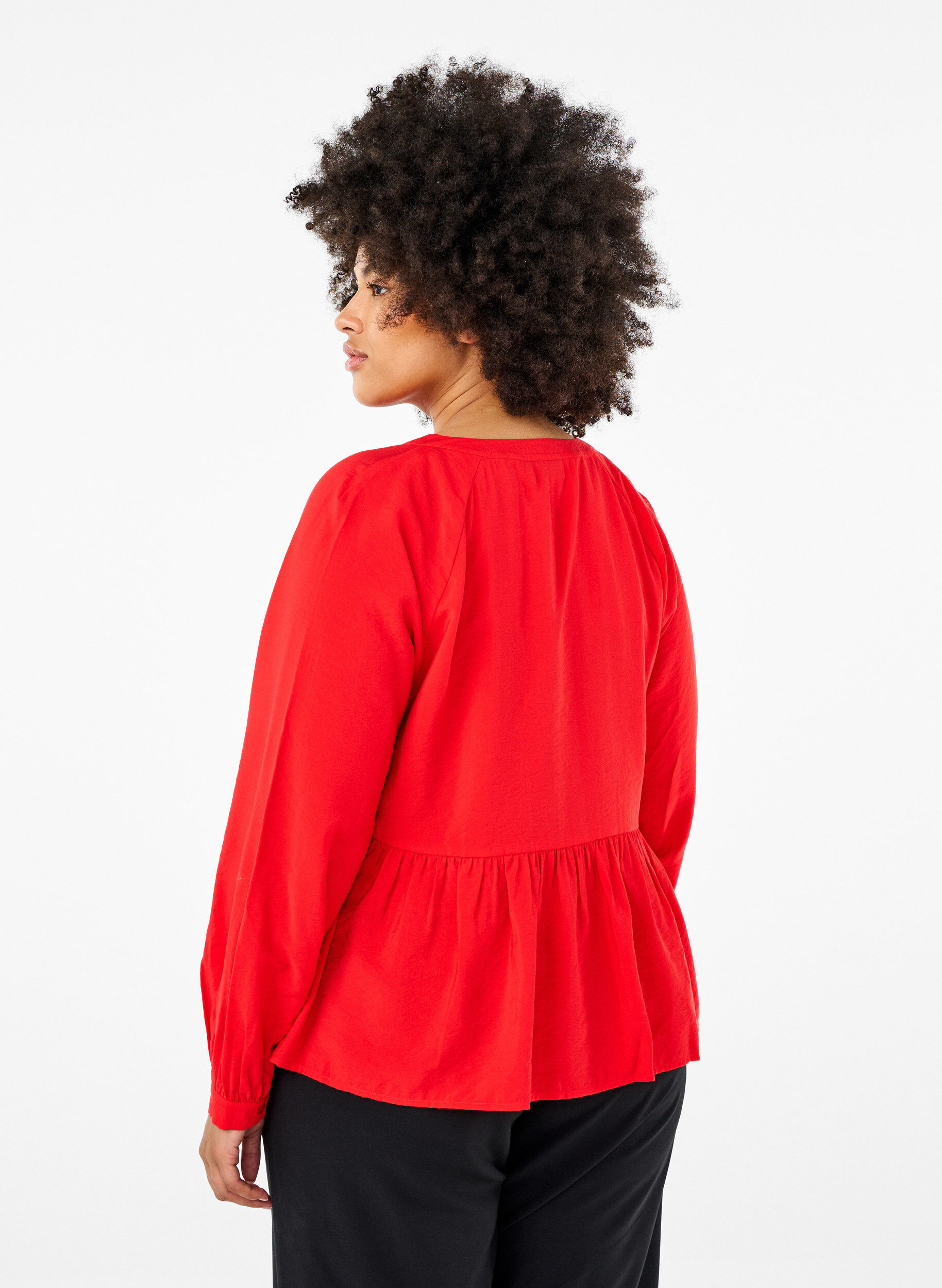 ZizziBluse mit Schleife und langen &Auml;rmeln, Rot, Model image number 2