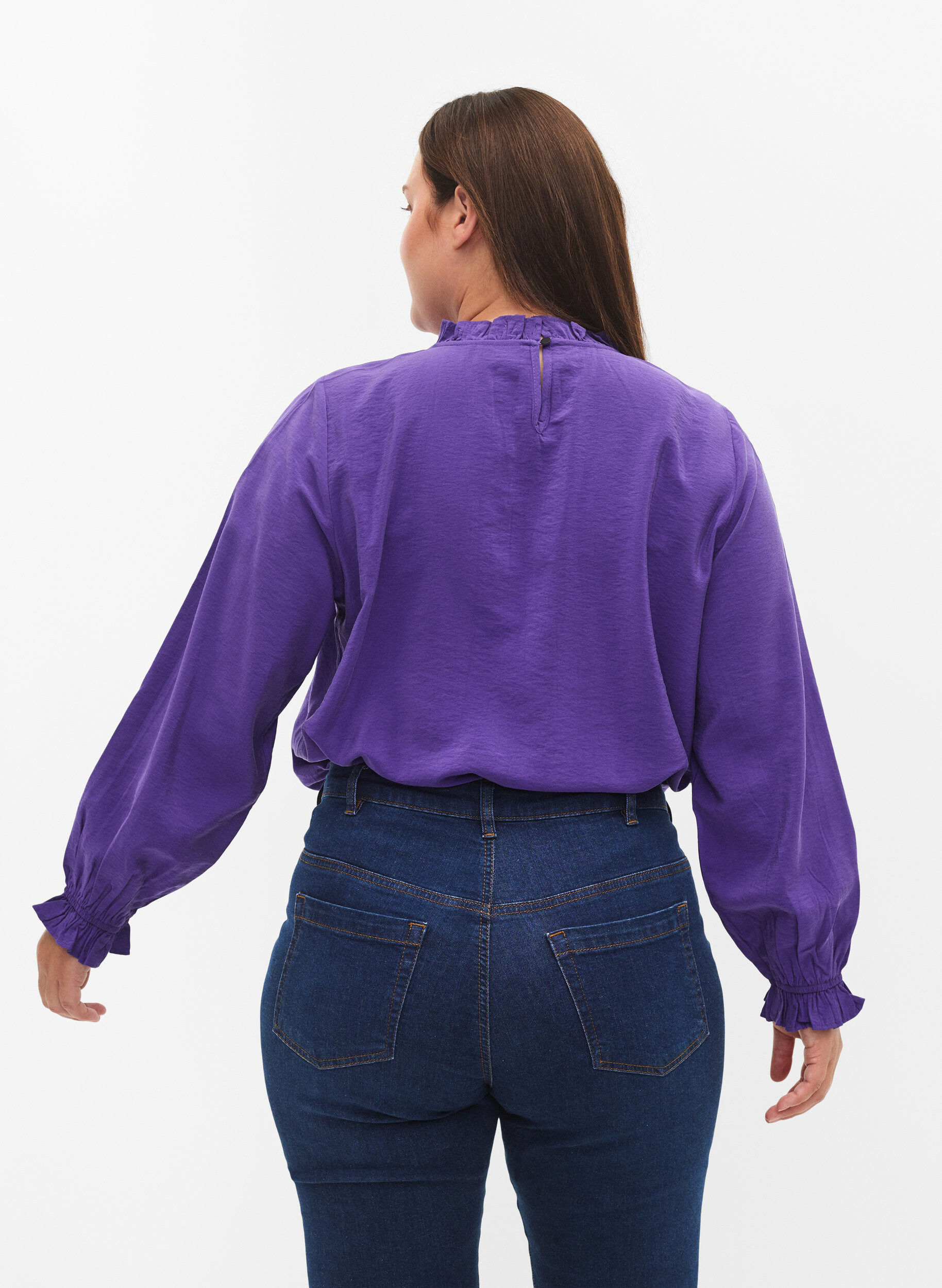 ZizziLang&auml;rmelige Viskosebluse mit R&uuml;schen, Prism Violet, Model image number 1