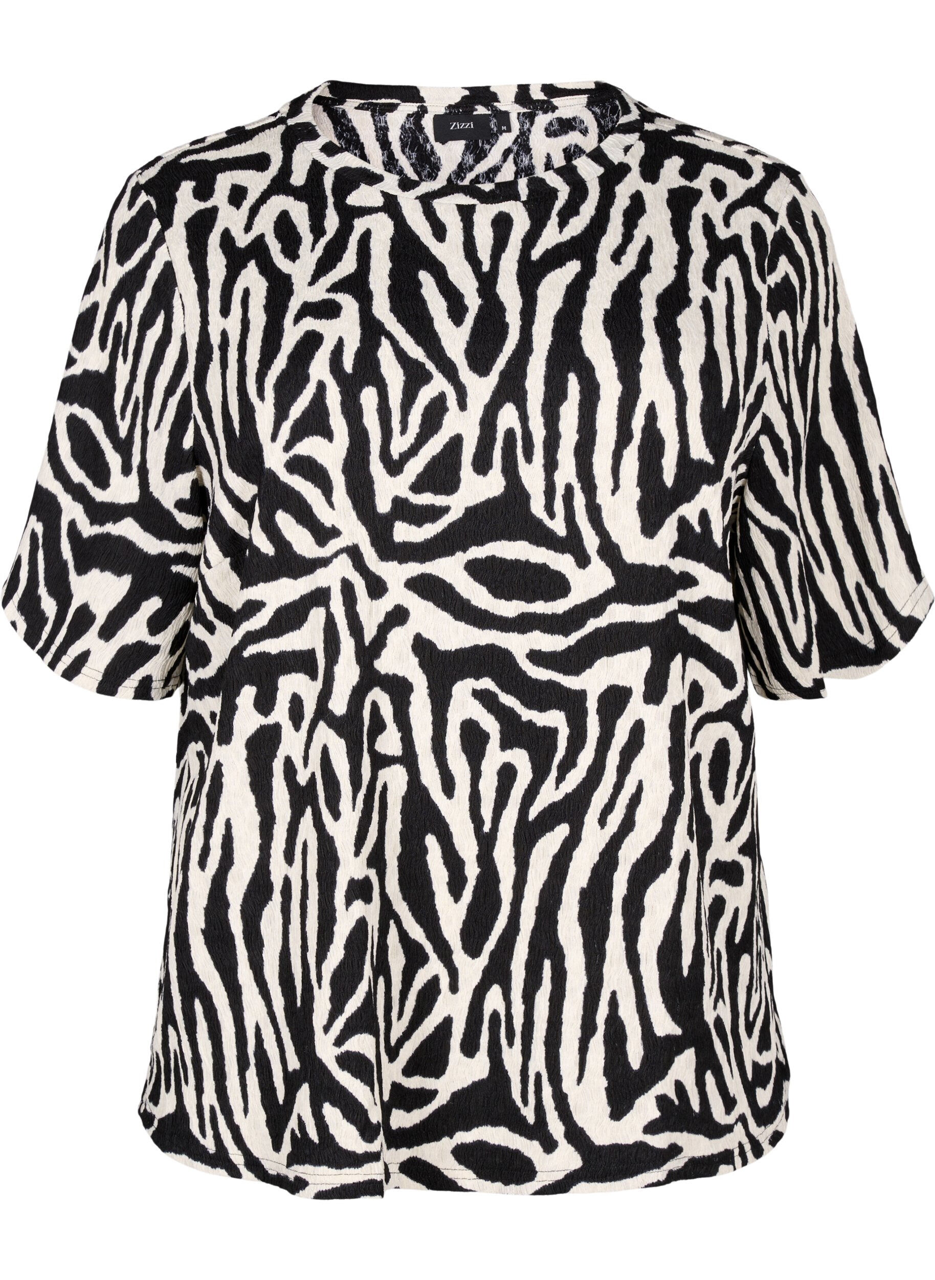Kurz&auml;rmlige Bluse mit Zebraprint