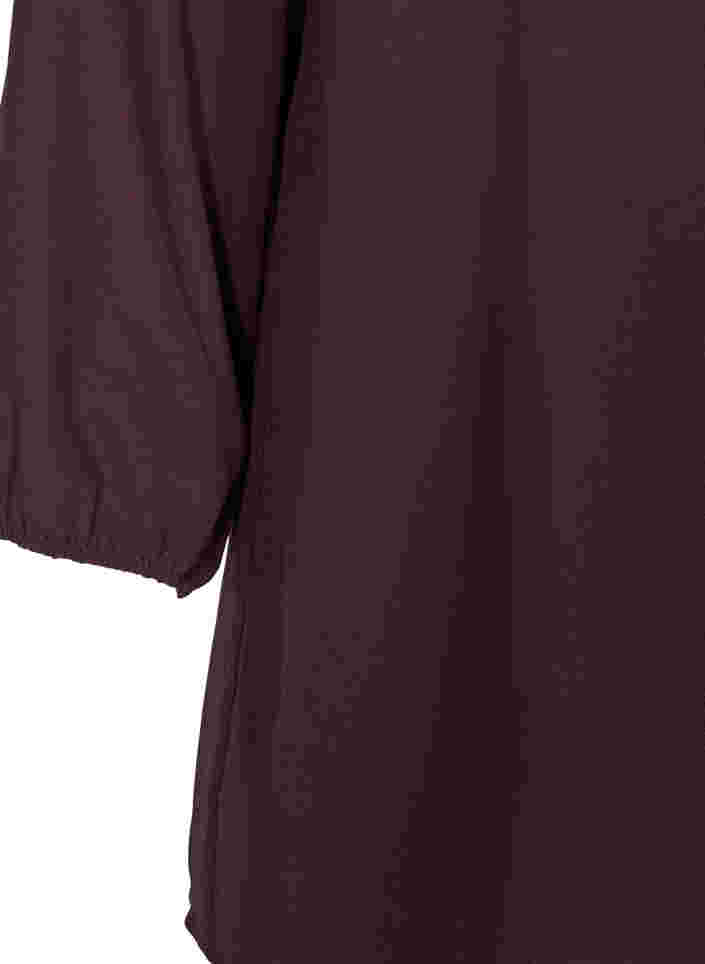 Einfarbige Bluse mit Spitze und 3/4-Ärmeln, Plum Perfect, Packshot image number 3