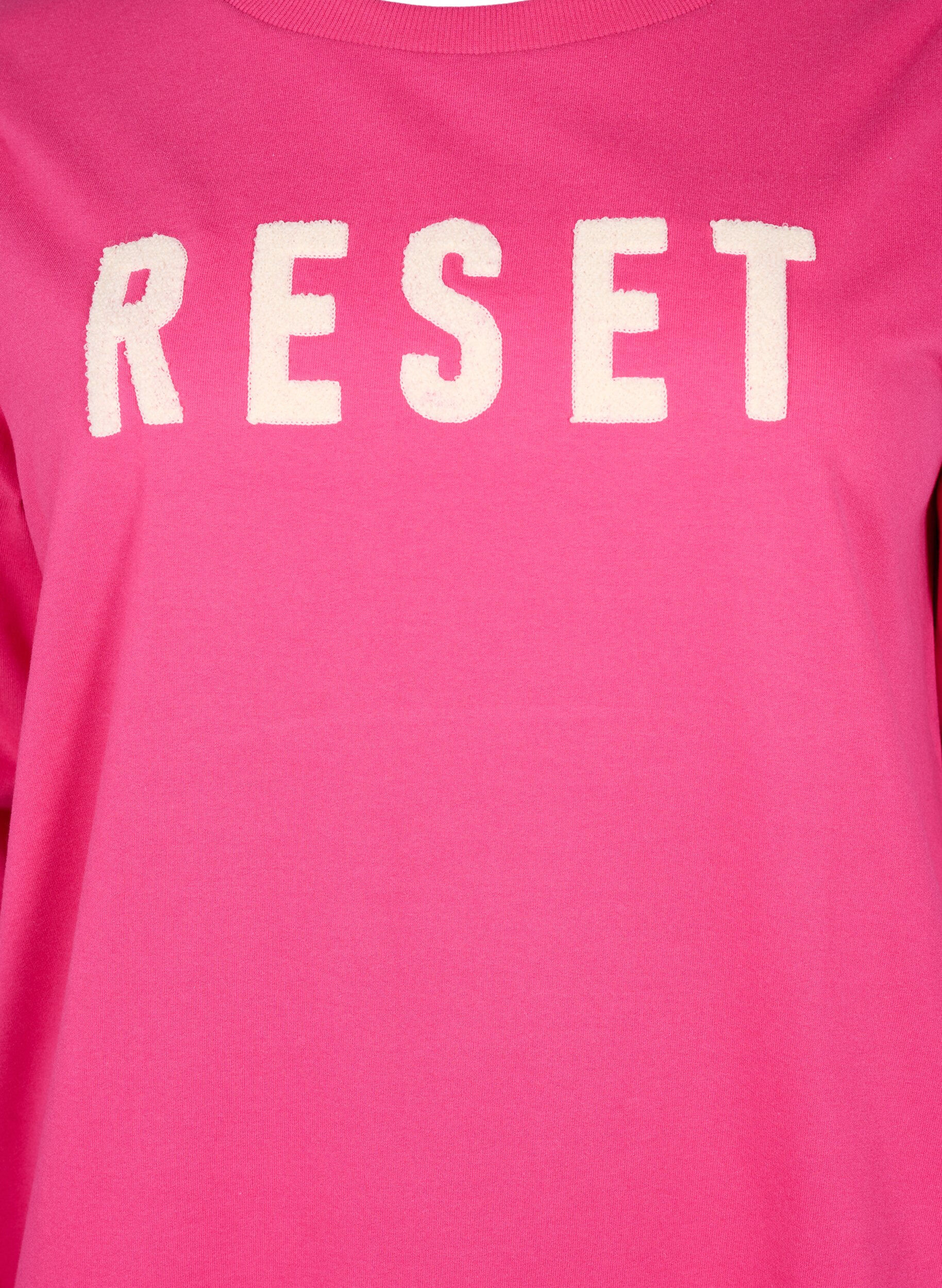 ZizziSweatshirt mit Text, Fuchsia P. W. Reset, Packshot image number 2