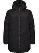 Mittellange Steppjacke mit Kapuze, Schwarz, Packshot image number 0