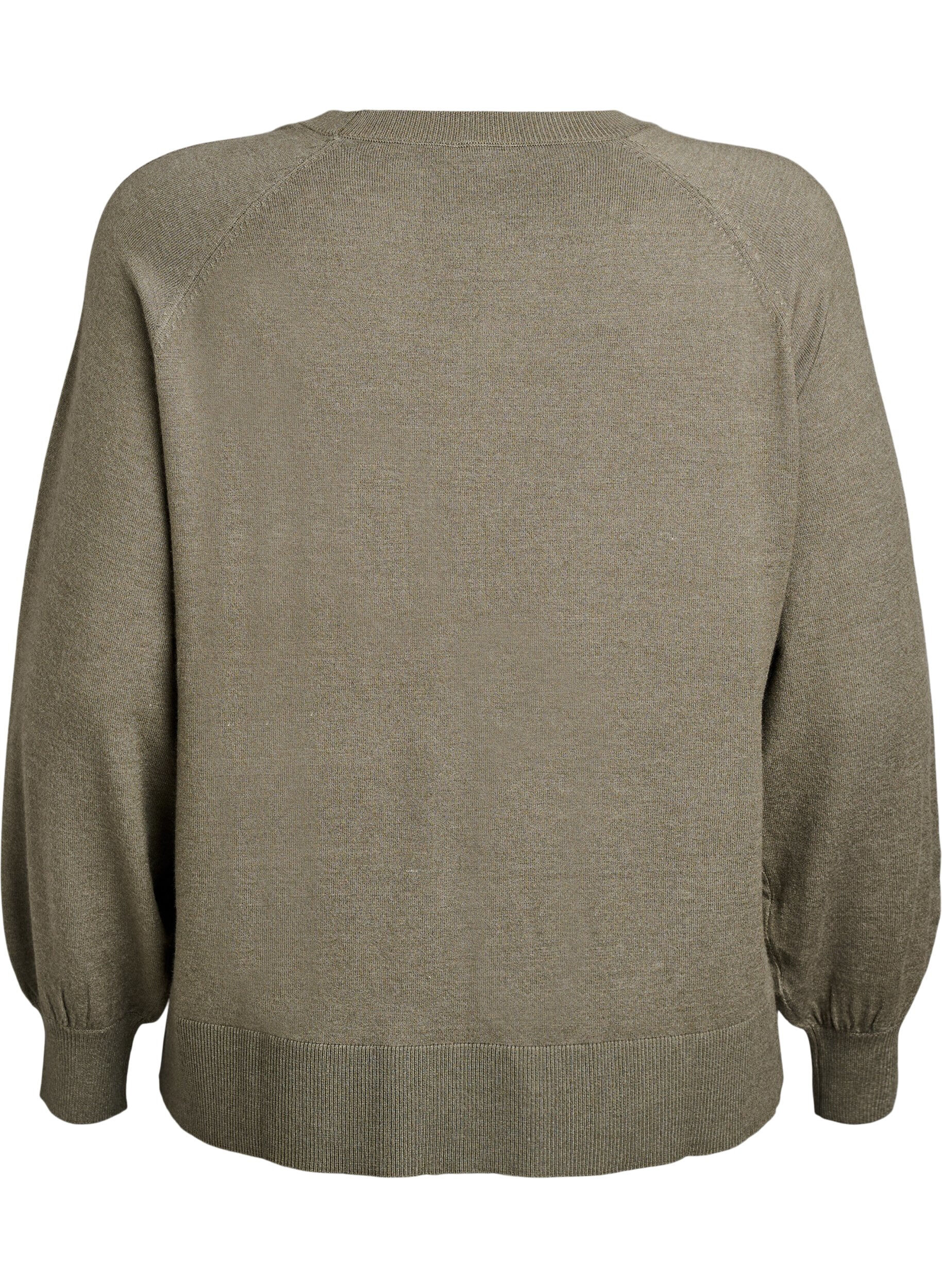 ZizziStrickbluse mit Mittelnaht und Raglan&auml;rmeln, Gr&uuml;n, Packshot image number 1