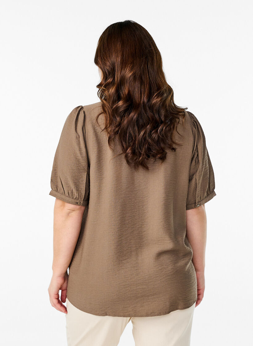 Bluse aus Viskose mit halben Ärmeln, Braun, Model image number 2
