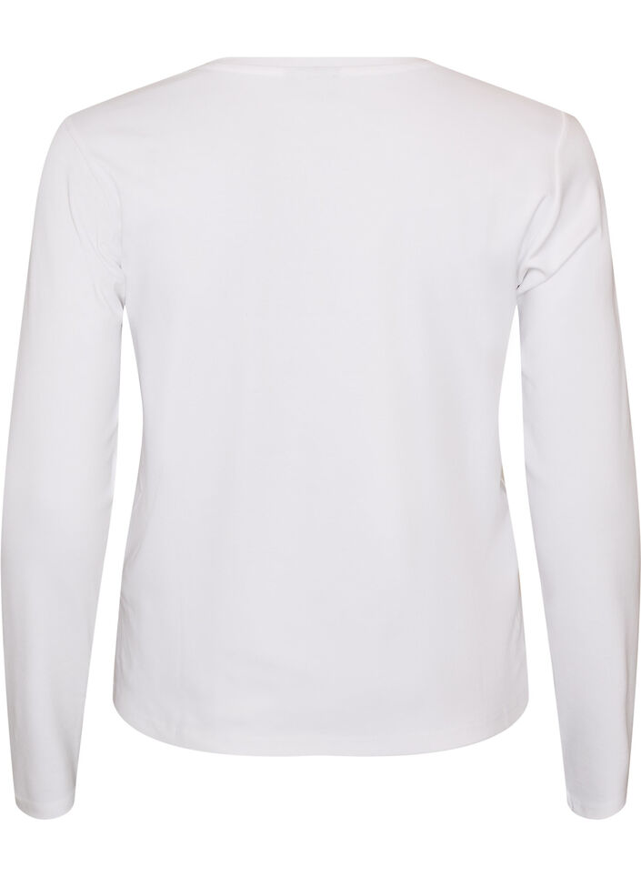 Langarm-Basic-T-Shirt mit Rundhalsausschnitt, Wei&szlig;, Packshot image number 1