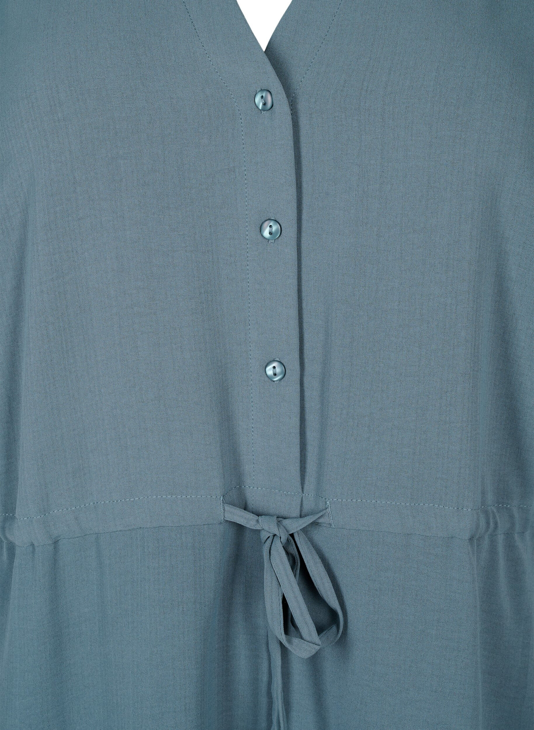 ZizziKurz&auml;rmliges Kleid mit Bindeband an der Taille, Balsam Green, Packshot image number 2