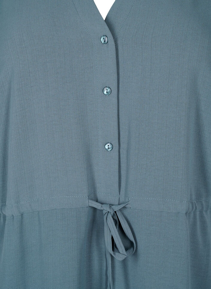 Kurzärmliges Kleid mit Bindeband an der Taille, Balsam Green, Packshot image number 2