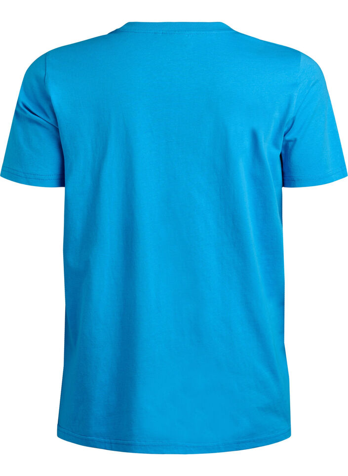 Basic T-Shirt aus Baumwolle mit Rundhalsausschnitt, Blau, Packshot image number 1