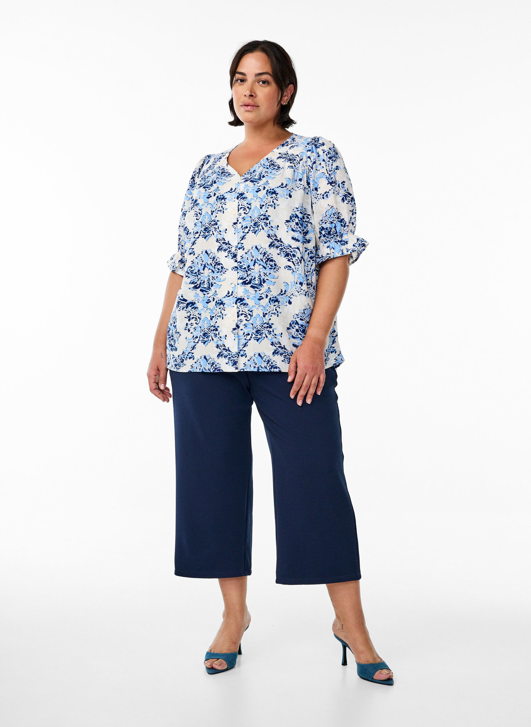 ZizziBluse mit 1/2 &Auml;rmeln, Beige, Model image number 1