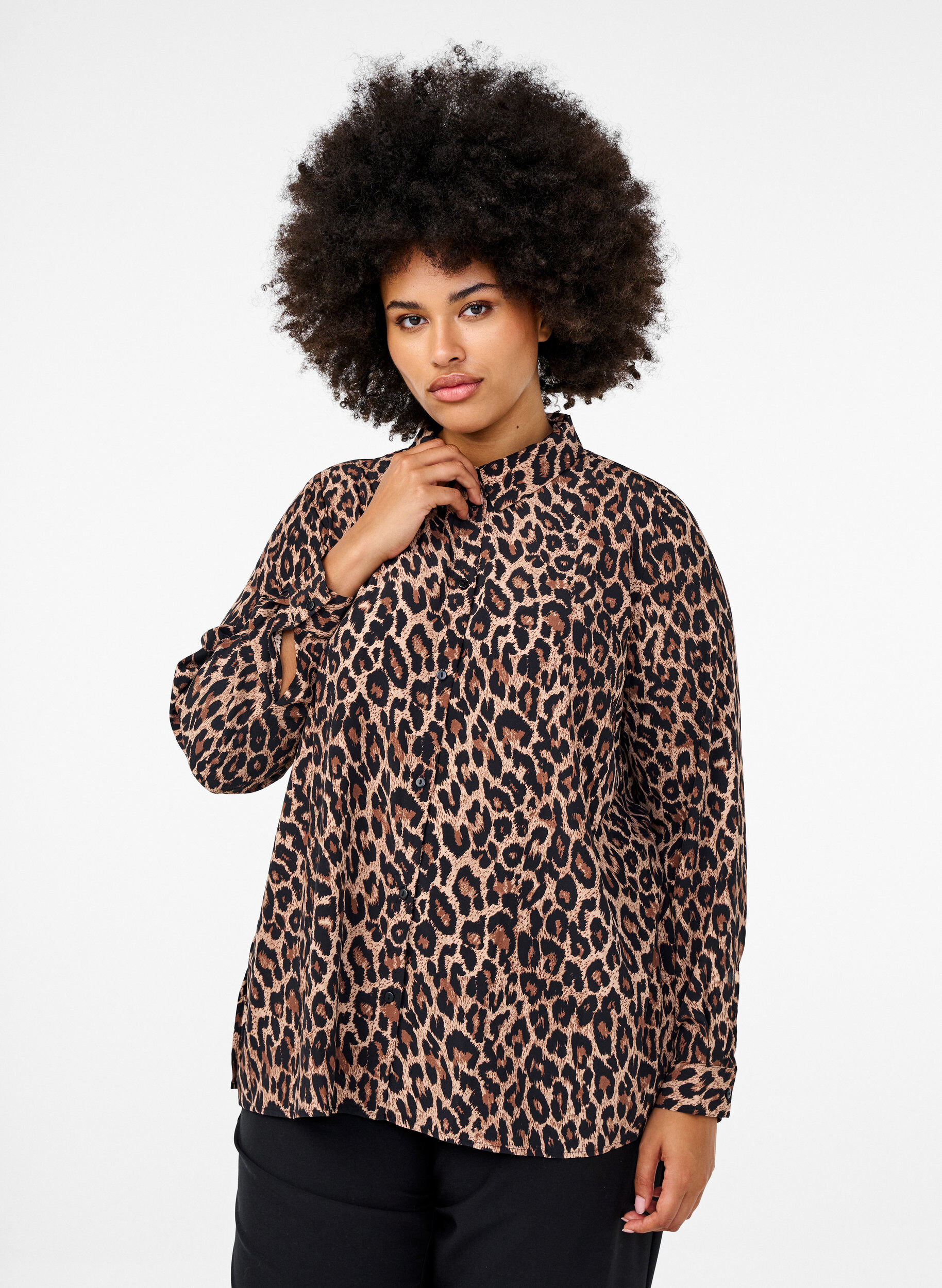 ZizziBluse mit Leopardenmuster, Braun, Model image number 0