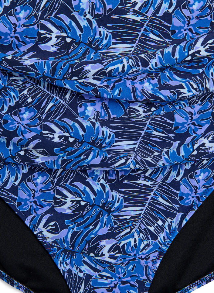 Hoch taillierte Bikinihosen mit Muster, Blau, Packshot image number 2