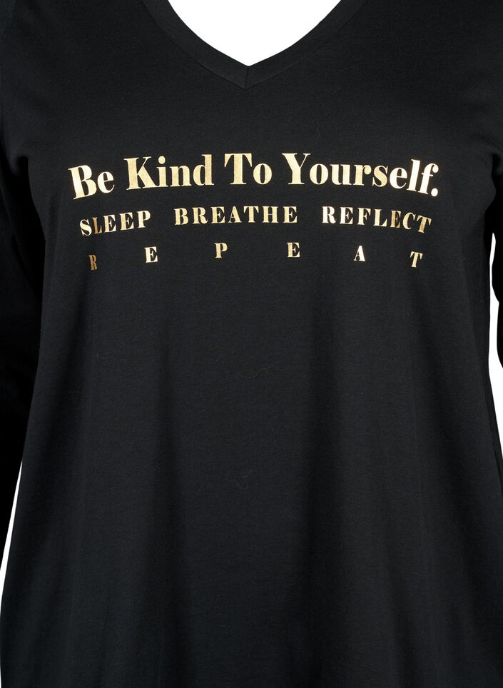 Nachthemd aus Baumwolle mit Text-Aufdruck, Black W. Be, Packshot image number 2