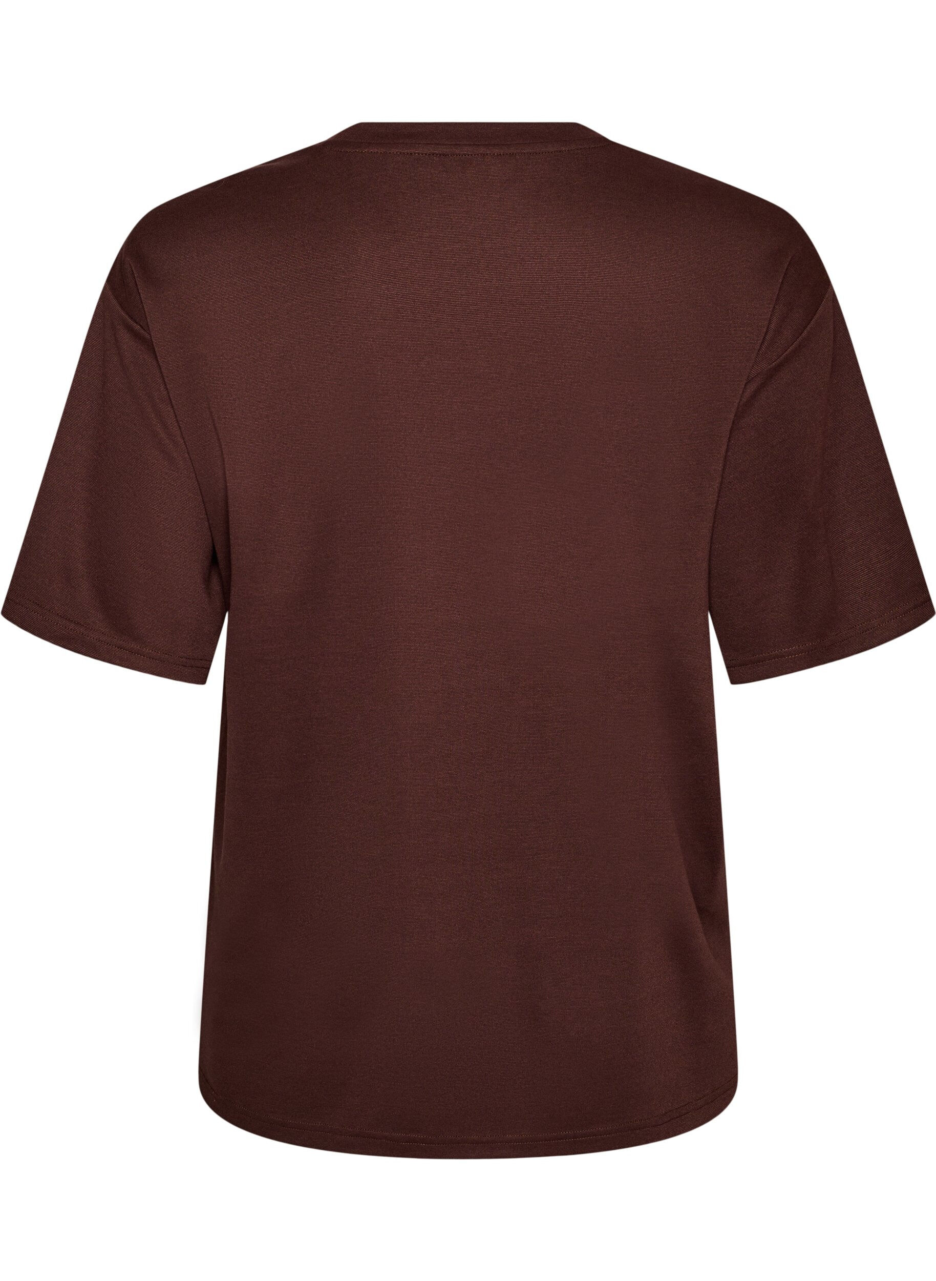 ZizziT-Shirt mit Strasssteinen und Rundhalsausschnitt, Braun, Packshot image number 1