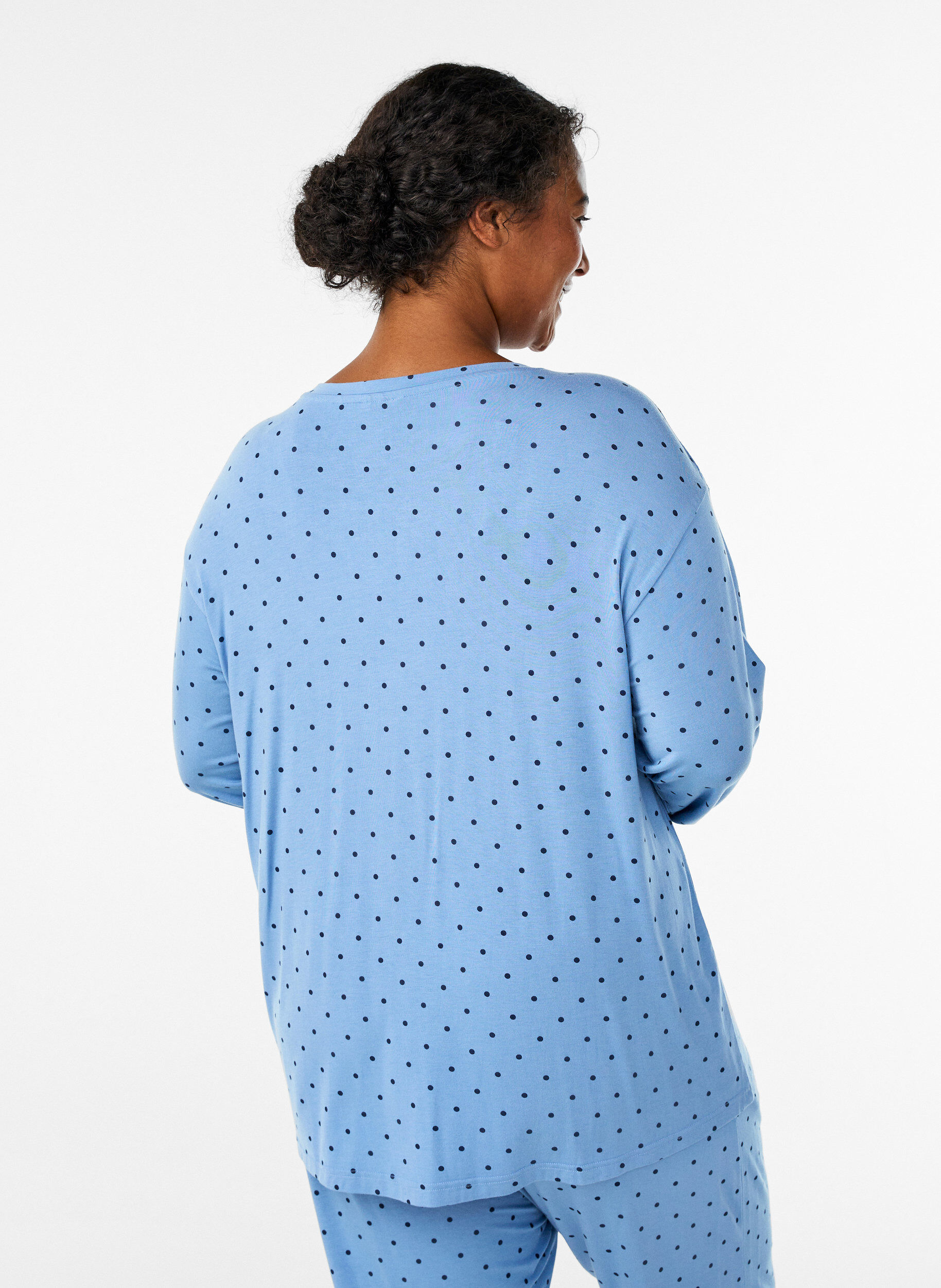 ZizziSchlafbluse aus Modal mit langen &Auml;rmeln, Blau, Model image number 2