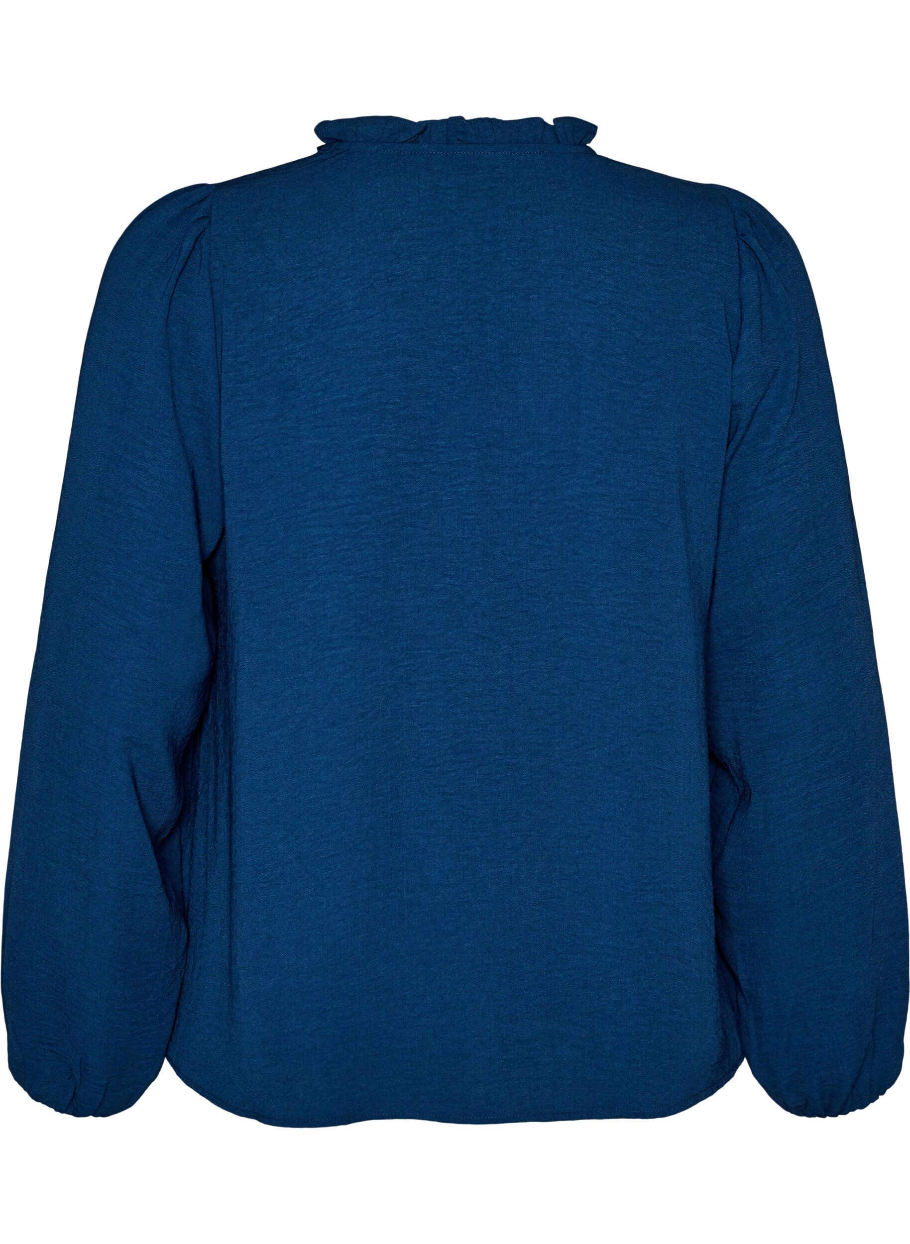 ZizziBluse mit V-Ausschnitt und H&auml;kelband, Blau, Packshot image number 1