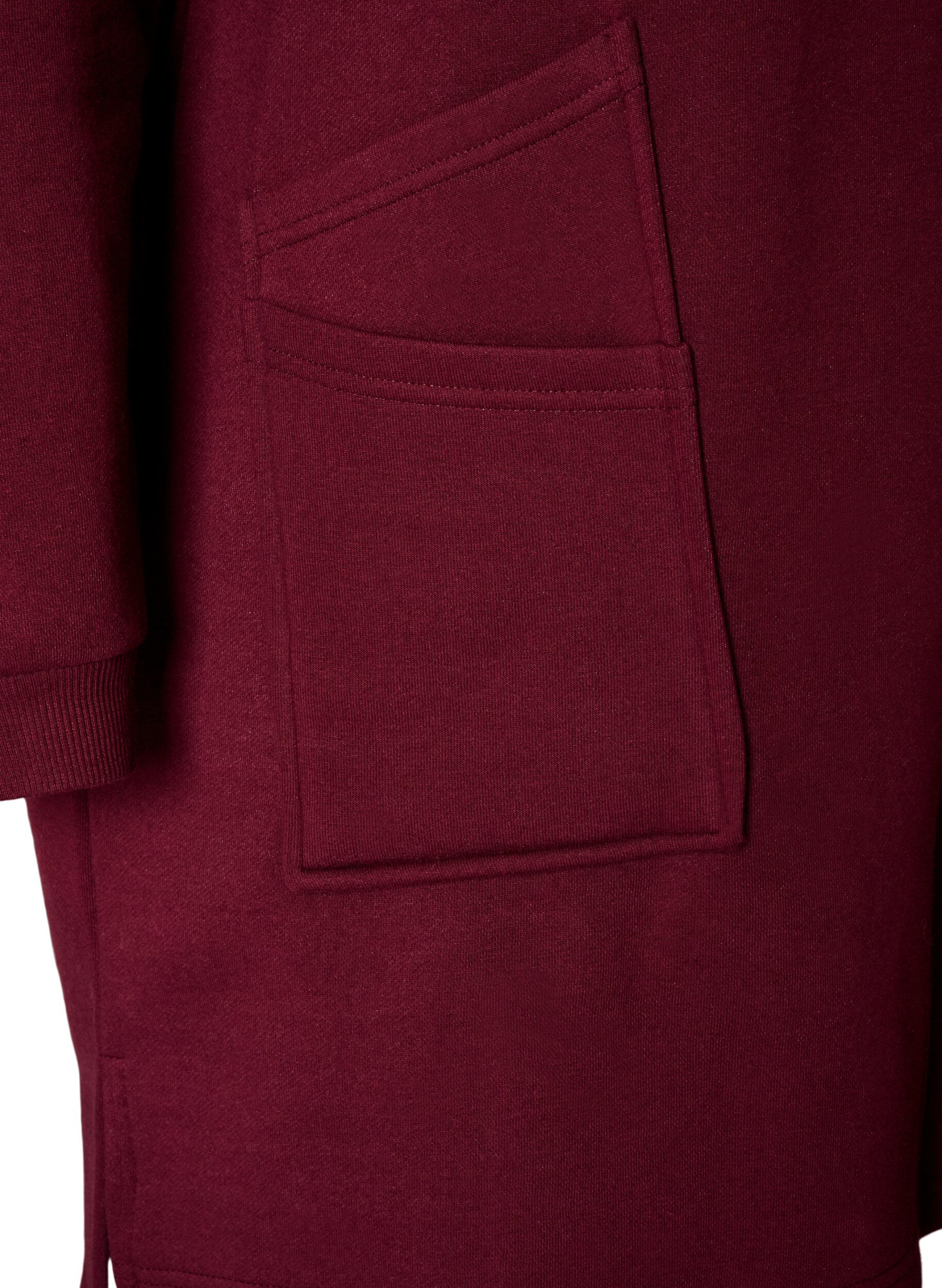 ZizziLanger Cardigan mit Kapuze und Rei&szlig;verschluss, Rot, Packshot image number 3