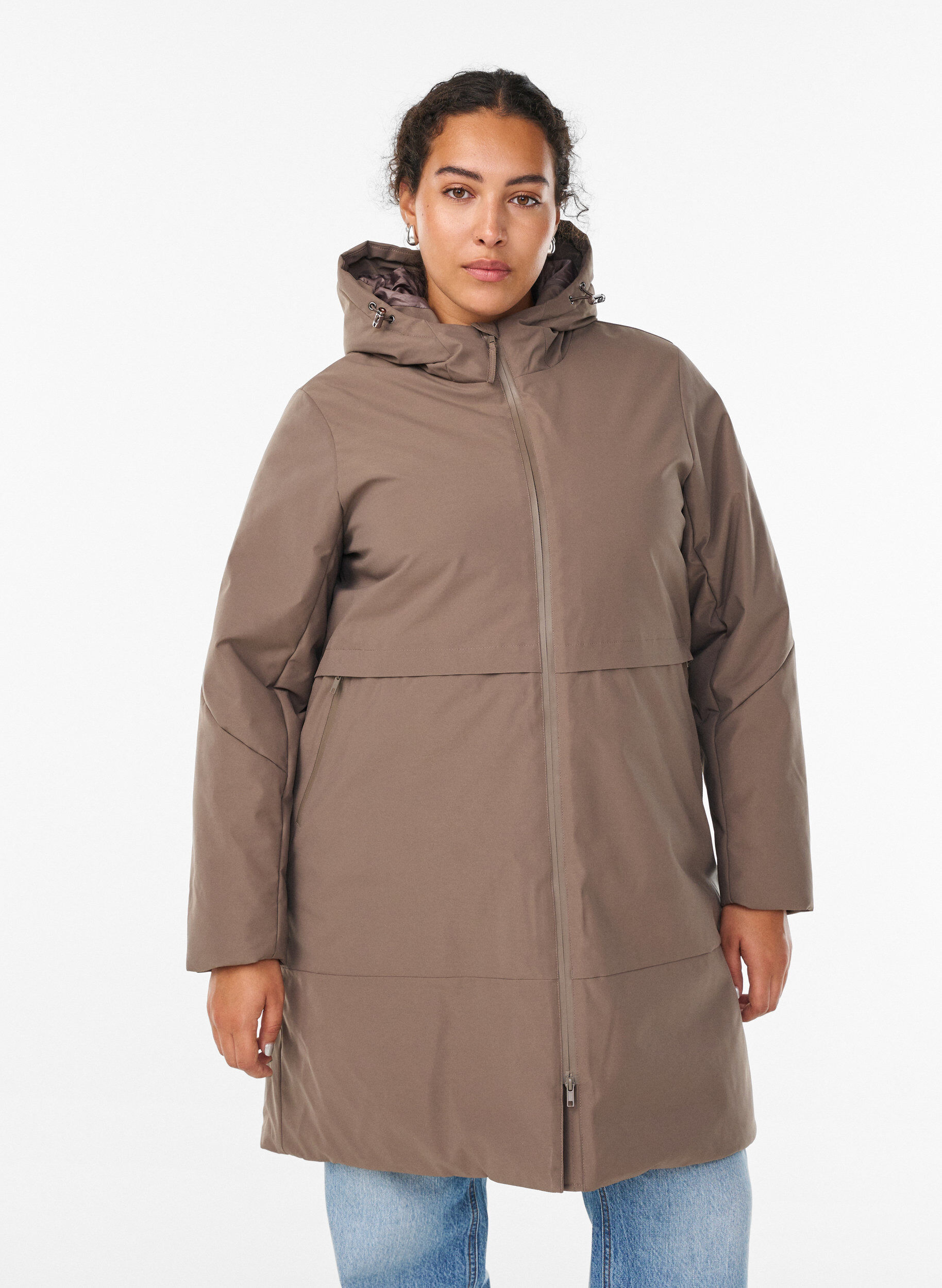 ZizziWinterjacke mit verstellbarer Taille, Braun, Model image number 0