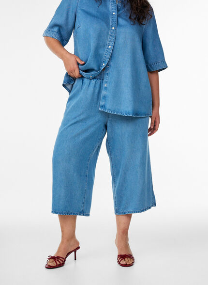 ZizziCulotte aus Lyocell mit weitem Bein in Jeans-Optik, Blau, Model image number 2