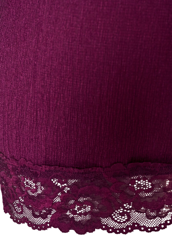 Jerseybluse mit asymmetrischem Spitzenbesatz, Lila, Packshot image number 3
