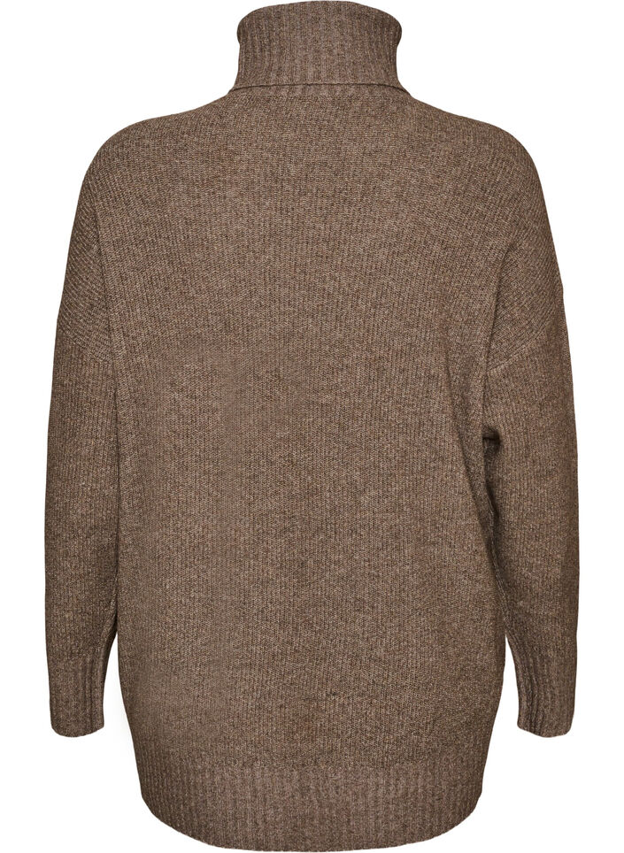 Locker gestrickter Pullover mit Rollkragen, Braun, Packshot image number 1