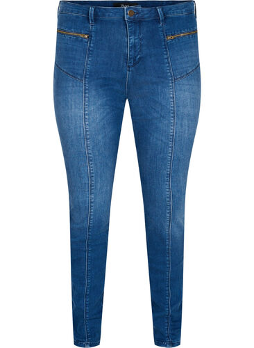 Dual Core Amy Jeans mit hoher Taille, Blue denim, Packshot image number 0