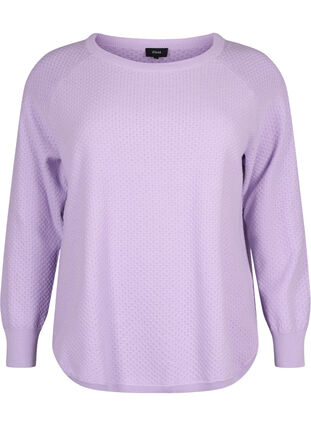 Pullover aus Bio-Baumwolle mit Strukturmuster, Lavender, Packshot image number 0